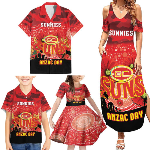 Custom Suns Football ANZAC Family Matching Summer Maxi Dress and Hawaiian Shirt Gallipoli Camouflage With Poppies