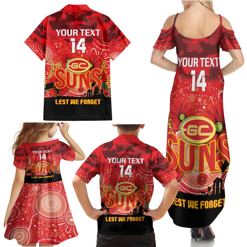 Custom Suns Football ANZAC Family Matching Summer Maxi Dress and Hawaiian Shirt Gallipoli Camouflage With Poppies