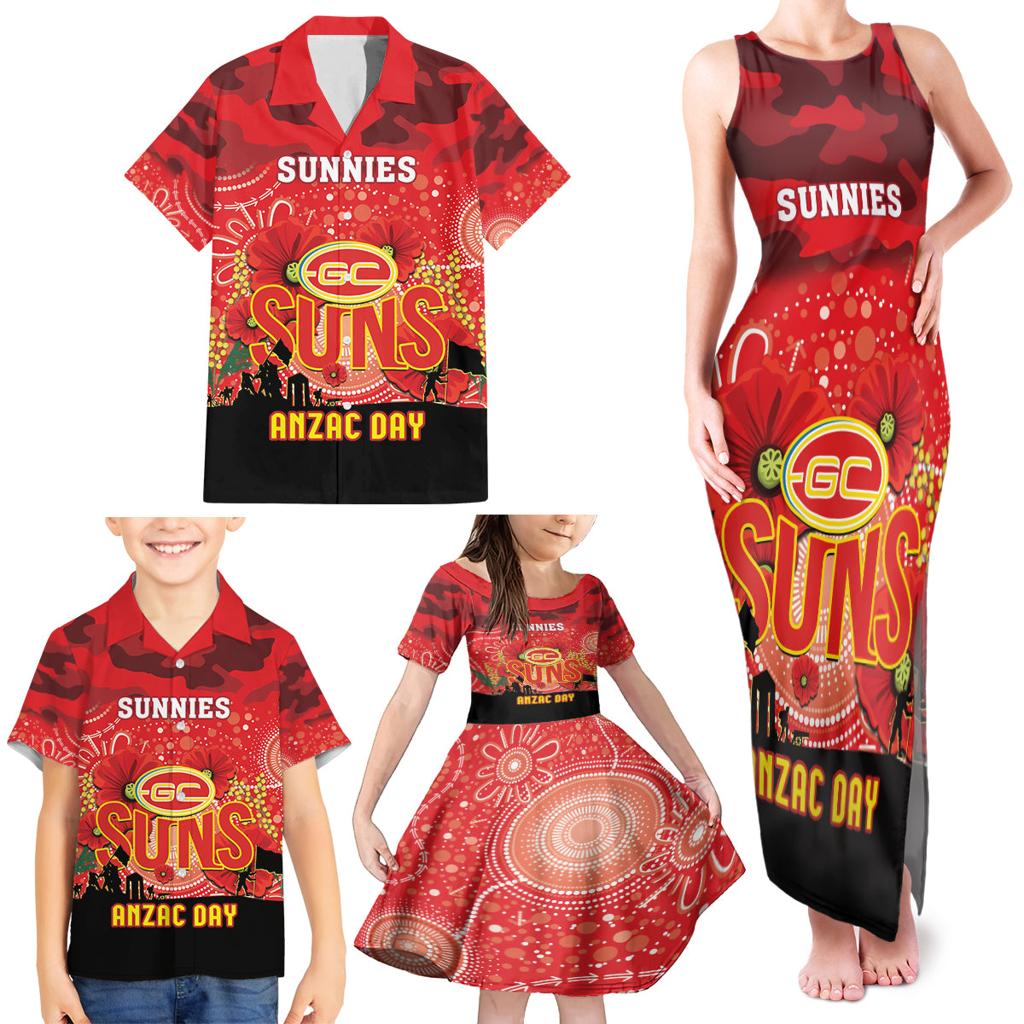 Custom Suns Football ANZAC Family Matching Tank Maxi Dress and Hawaiian Shirt Gallipoli Camouflage With Poppies
