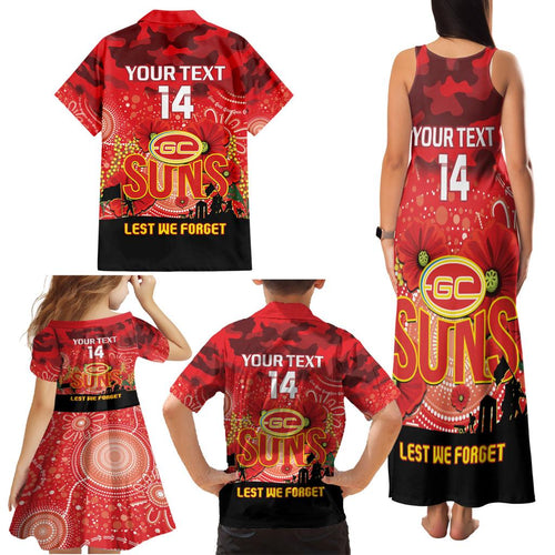 Custom Suns Football ANZAC Family Matching Tank Maxi Dress and Hawaiian Shirt Gallipoli Camouflage With Poppies