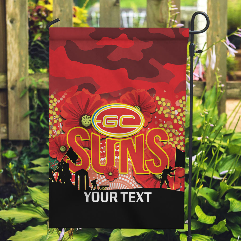 Custom Suns Football ANZAC Garden Flag Gallipoli Camouflage With Poppies
