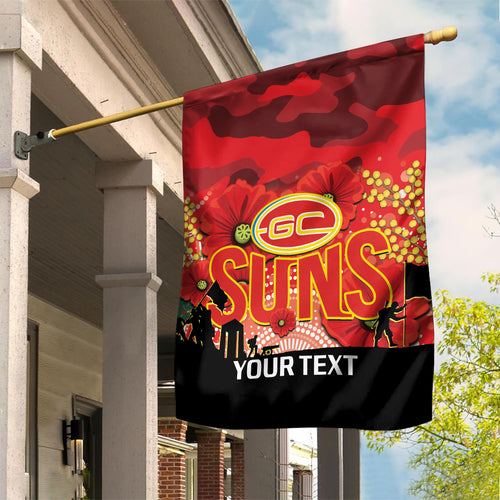 Custom Suns Football ANZAC Garden Flag Gallipoli Camouflage With Poppies