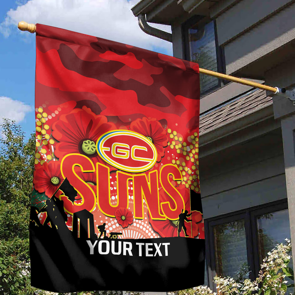 Custom Suns Football ANZAC Garden Flag Gallipoli Camouflage With Poppies