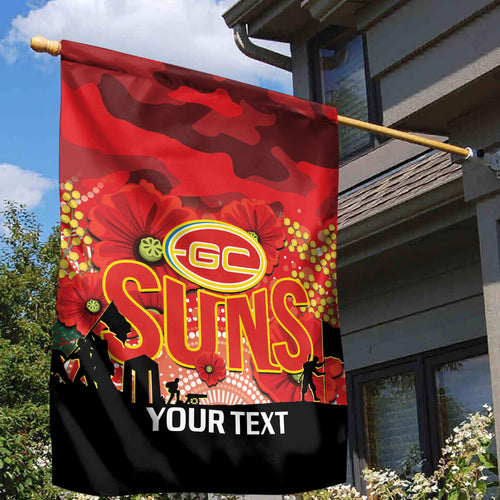 Custom Suns Football ANZAC Garden Flag Gallipoli Camouflage With Poppies