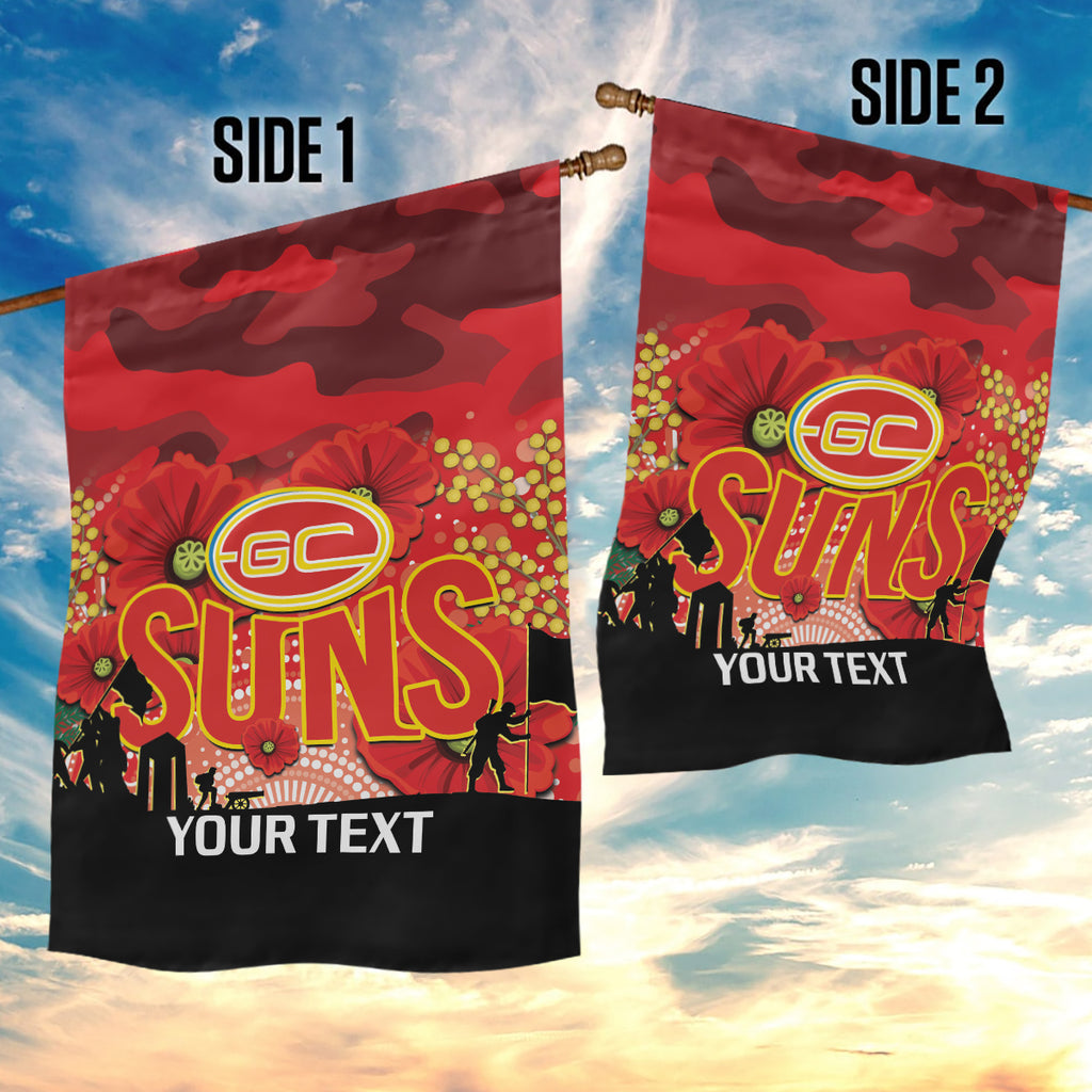 Custom Suns Football ANZAC Garden Flag Gallipoli Camouflage With Poppies