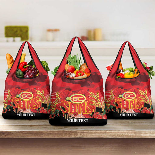 Custom Suns Football ANZAC Grocery Bag Gallipoli Camouflage With Poppies