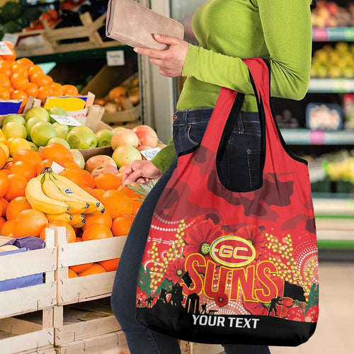 Custom Suns Football ANZAC Grocery Bag Gallipoli Camouflage With Poppies