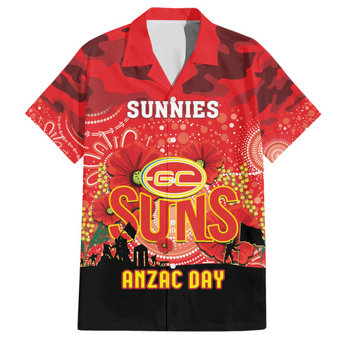 Custom Suns Football ANZAC Hawaiian Shirt Gallipoli Camouflage With Poppies