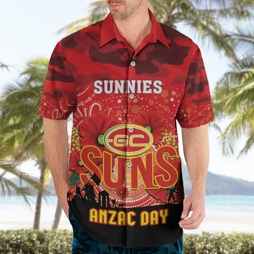 Custom Suns Football ANZAC Hawaiian Shirt Gallipoli Camouflage With Poppies