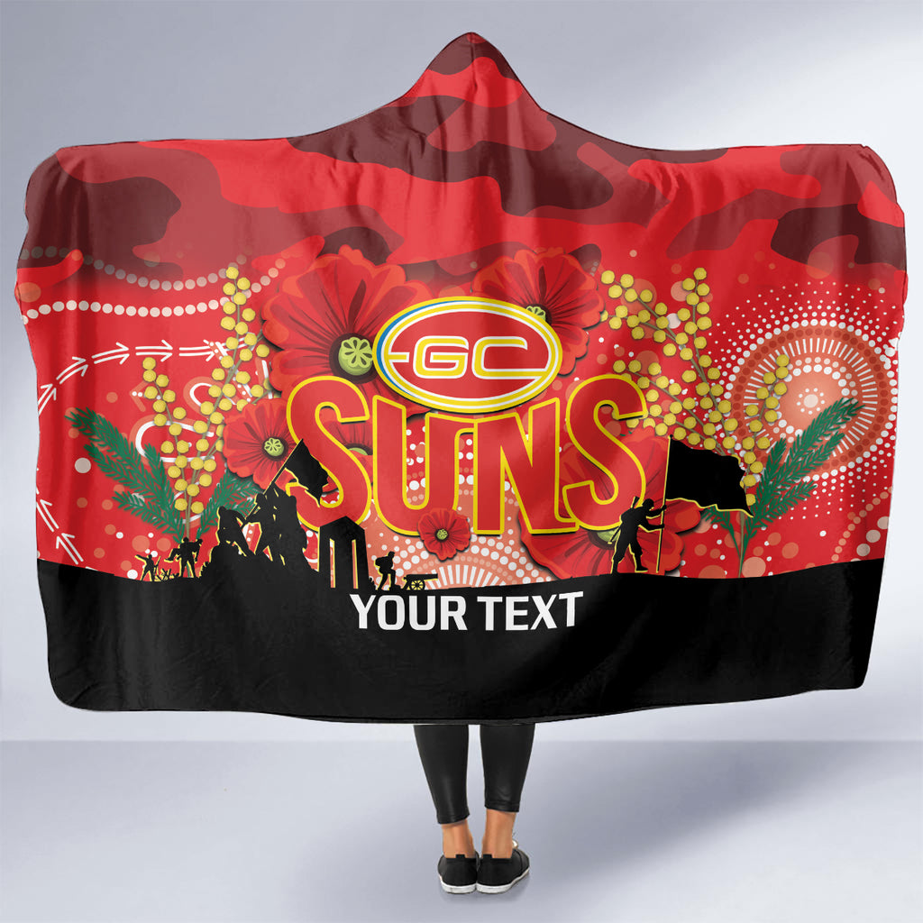 Custom Suns Football ANZAC Hooded Blanket Gallipoli Camouflage With Poppies