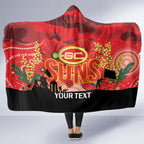 Custom Suns Football ANZAC Hooded Blanket Gallipoli Camouflage With Poppies