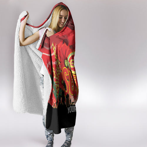 Custom Suns Football ANZAC Hooded Blanket Gallipoli Camouflage With Poppies