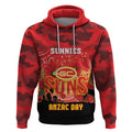 Custom Suns Football ANZAC Hoodie Gallipoli Camouflage With Poppies