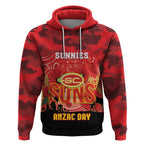Custom Suns Football ANZAC Hoodie Gallipoli Camouflage With Poppies