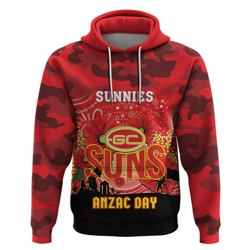 Custom Suns Football ANZAC Hoodie Gallipoli Camouflage With Poppies