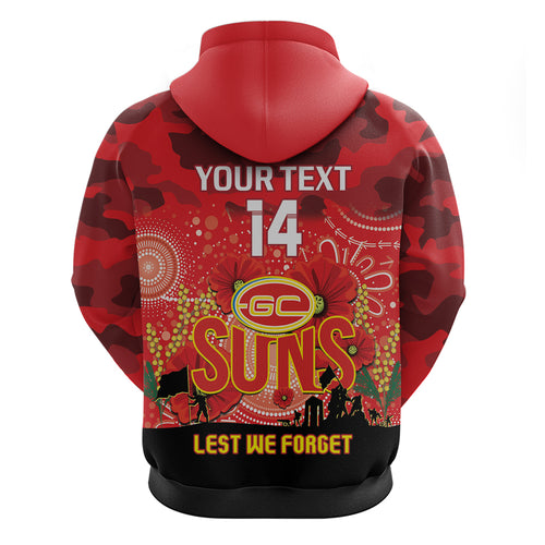 Custom Suns Football ANZAC Hoodie Gallipoli Camouflage With Poppies