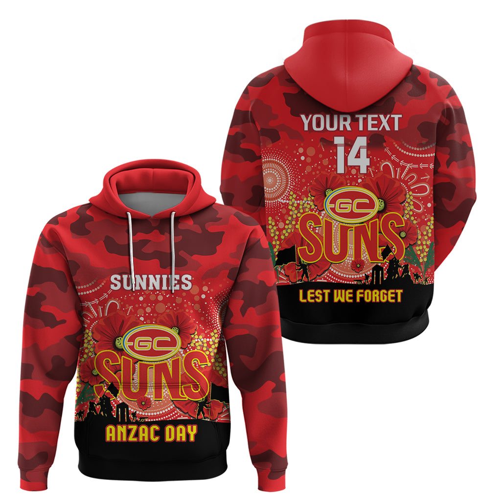 Custom Suns Football ANZAC Hoodie Gallipoli Camouflage With Poppies