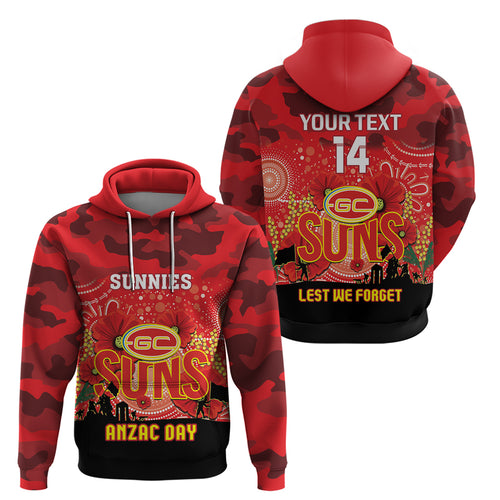 Custom Suns Football ANZAC Hoodie Gallipoli Camouflage With Poppies