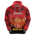Custom Suns Football ANZAC Hoodie Gallipoli Camouflage With Poppies