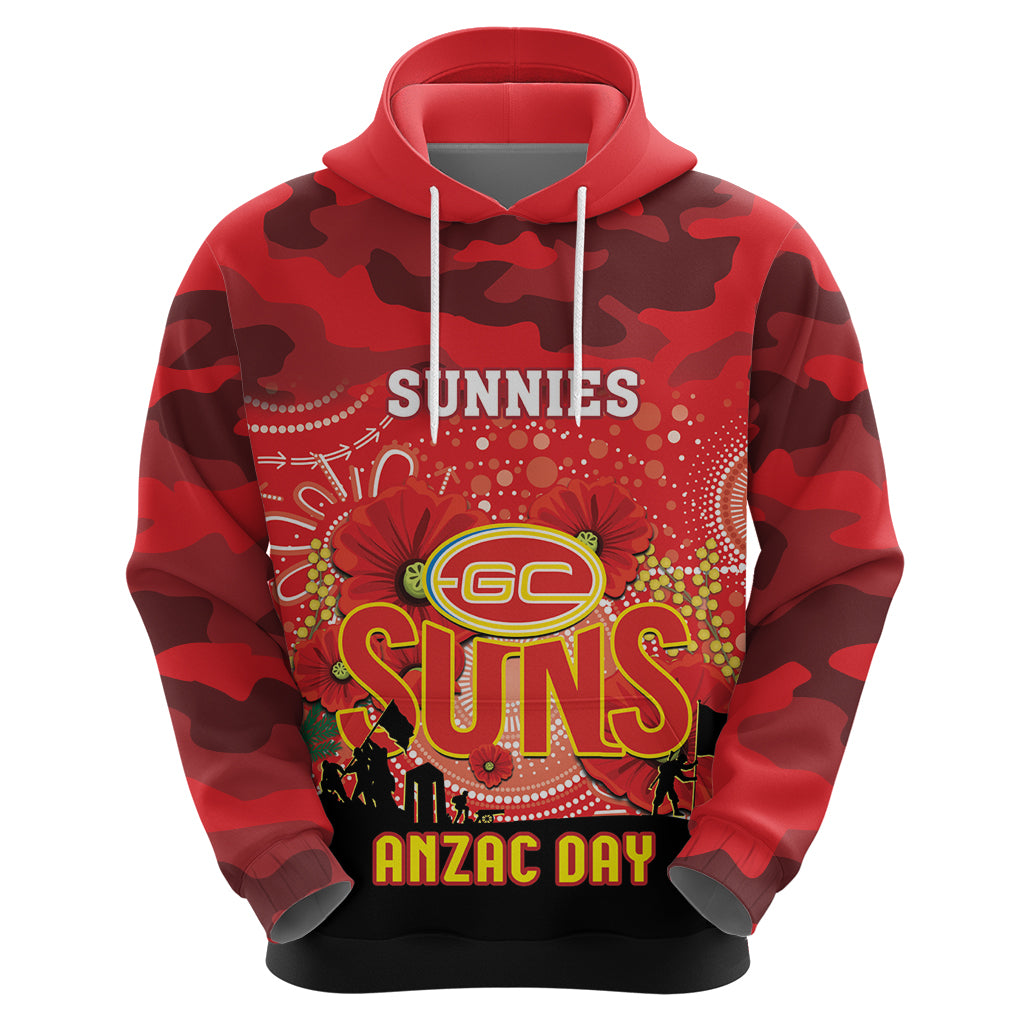 Custom Suns Football ANZAC Hoodie Gallipoli Camouflage With Poppies