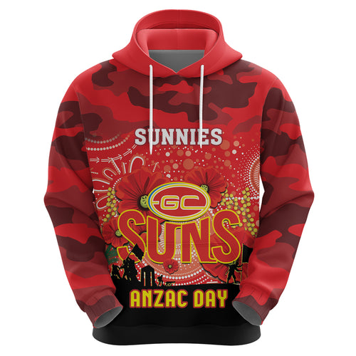 Custom Suns Football ANZAC Hoodie Gallipoli Camouflage With Poppies