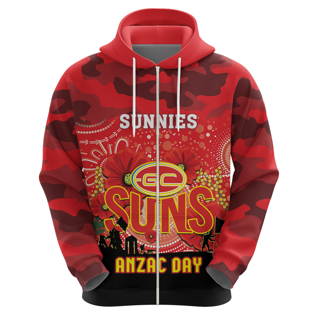 Custom Suns Football ANZAC Hoodie Gallipoli Camouflage With Poppies