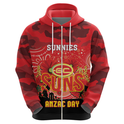 Custom Suns Football ANZAC Hoodie Gallipoli Camouflage With Poppies