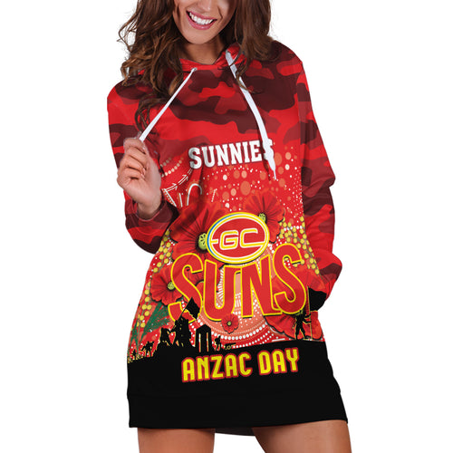 Custom Suns Football ANZAC Hoodie Dress Gallipoli Camouflage With Poppies