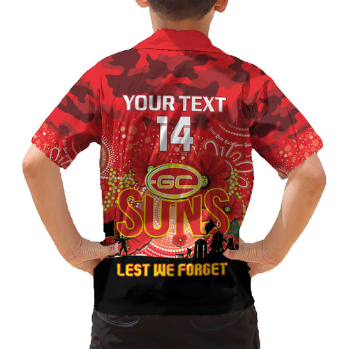 Custom Suns Football ANZAC Kid Hawaiian Shirt Gallipoli Camouflage With Poppies