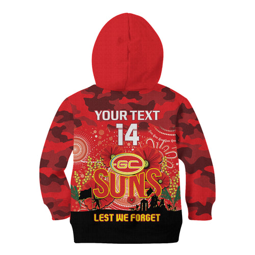 Custom Suns Football ANZAC Kid Hoodie Gallipoli Camouflage With Poppies