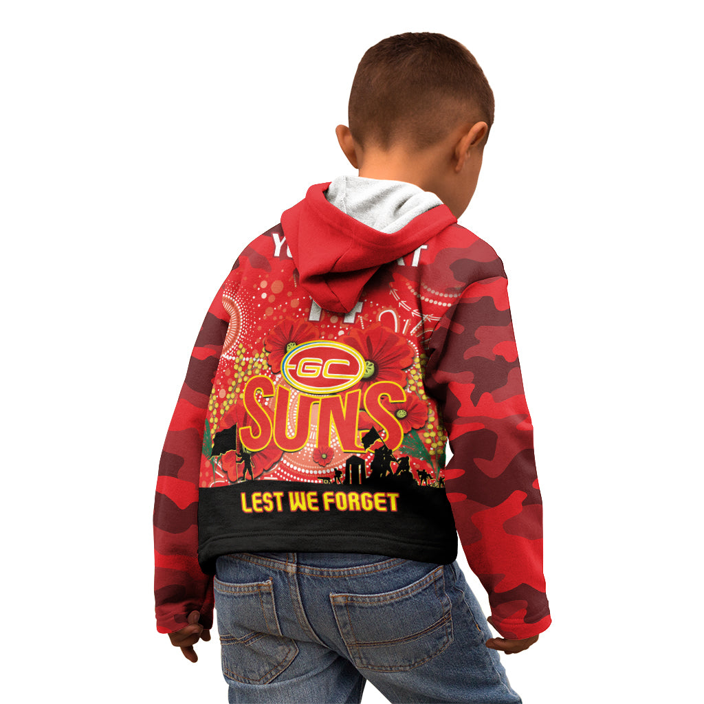 Custom Suns Football ANZAC Kid Hoodie Gallipoli Camouflage With Poppies