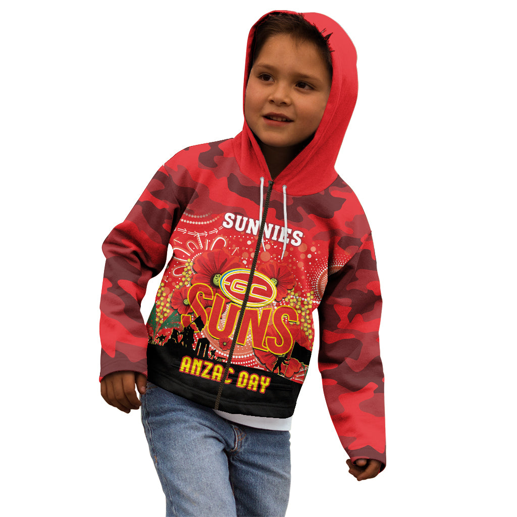 Custom Suns Football ANZAC Kid Hoodie Gallipoli Camouflage With Poppies