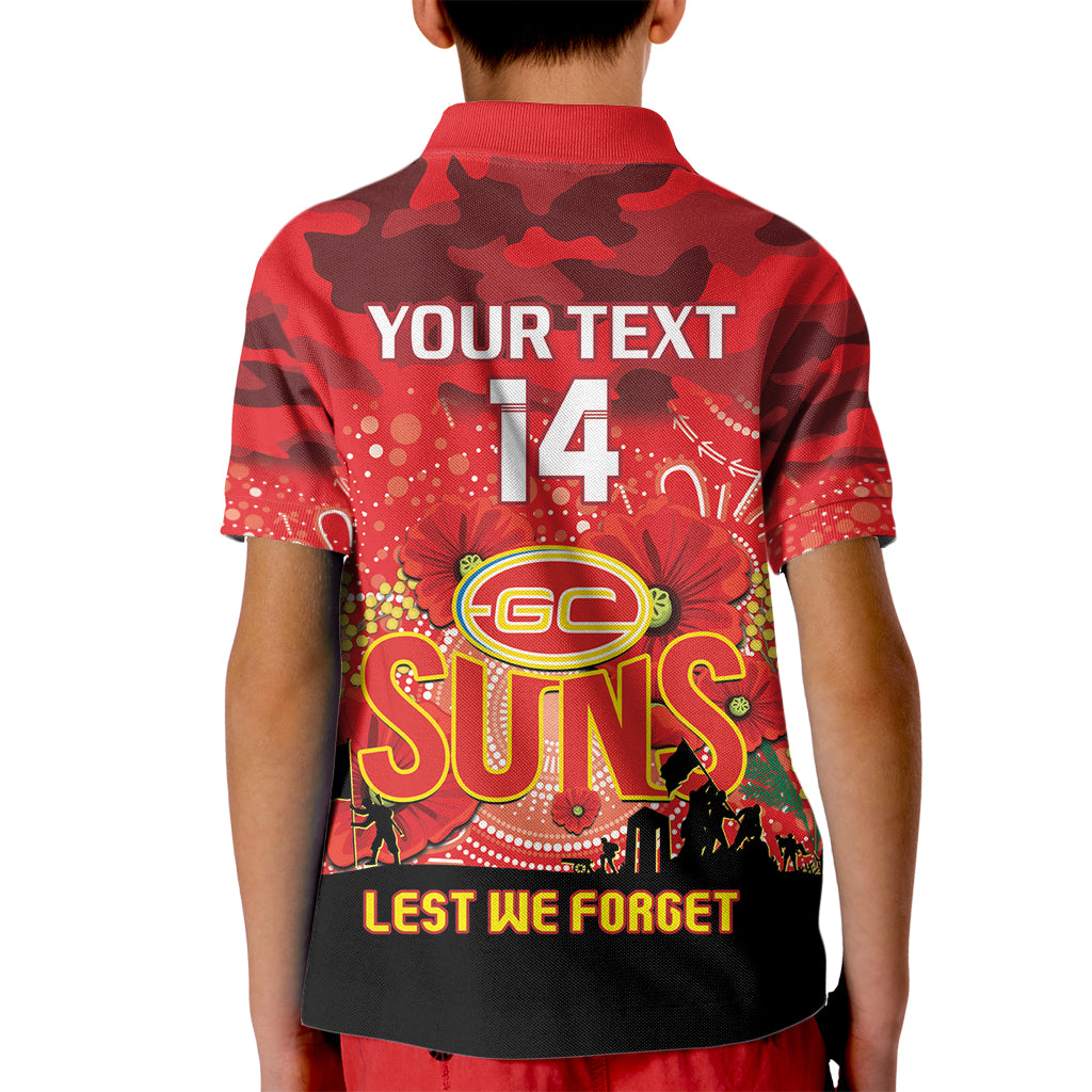Custom Suns Football ANZAC Kid Polo Shirt Gallipoli Camouflage With Poppies