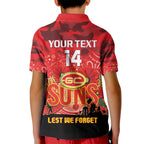 Custom Suns Football ANZAC Kid Polo Shirt Gallipoli Camouflage With Poppies