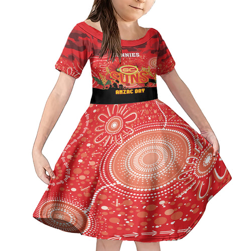 Custom Suns Football ANZAC Kid Short Sleeve Dress Gallipoli Camouflage With Poppies