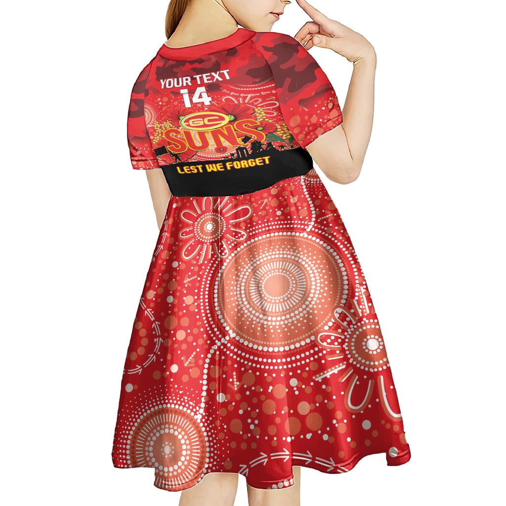 Custom Suns Football ANZAC Kid Short Sleeve Dress Gallipoli Camouflage With Poppies