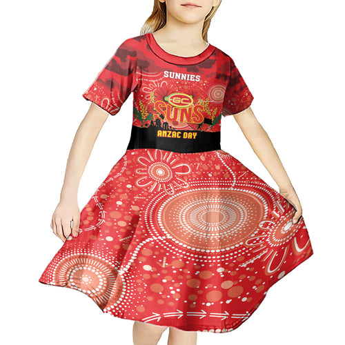 Custom Suns Football ANZAC Kid Short Sleeve Dress Gallipoli Camouflage With Poppies
