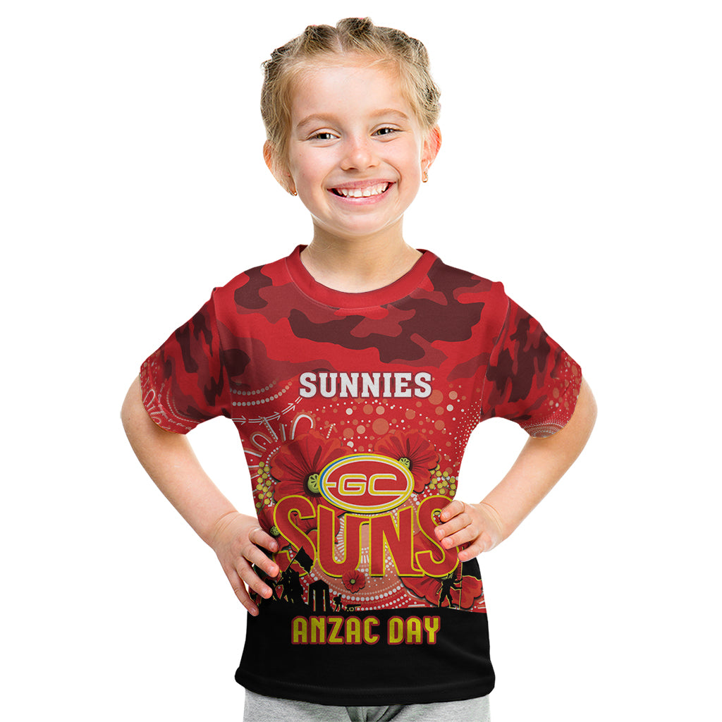 Custom Suns Football ANZAC Kid T Shirt Gallipoli Camouflage With Poppies