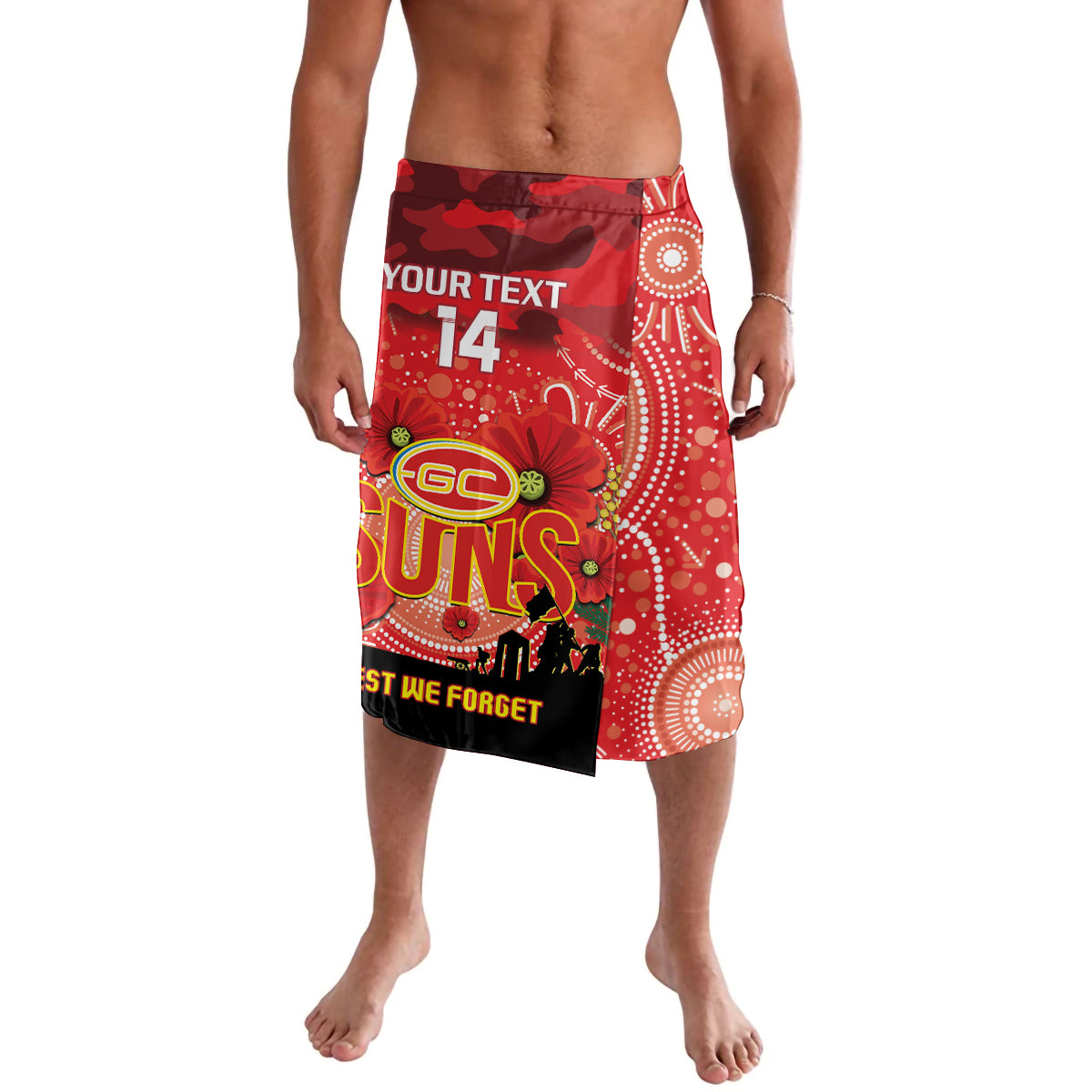 Custom Suns Football ANZAC Lavalava Gallipoli Camouflage With Poppies