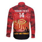 Custom Suns Football ANZAC Long Sleeve Button Shirt Gallipoli Camouflage With Poppies