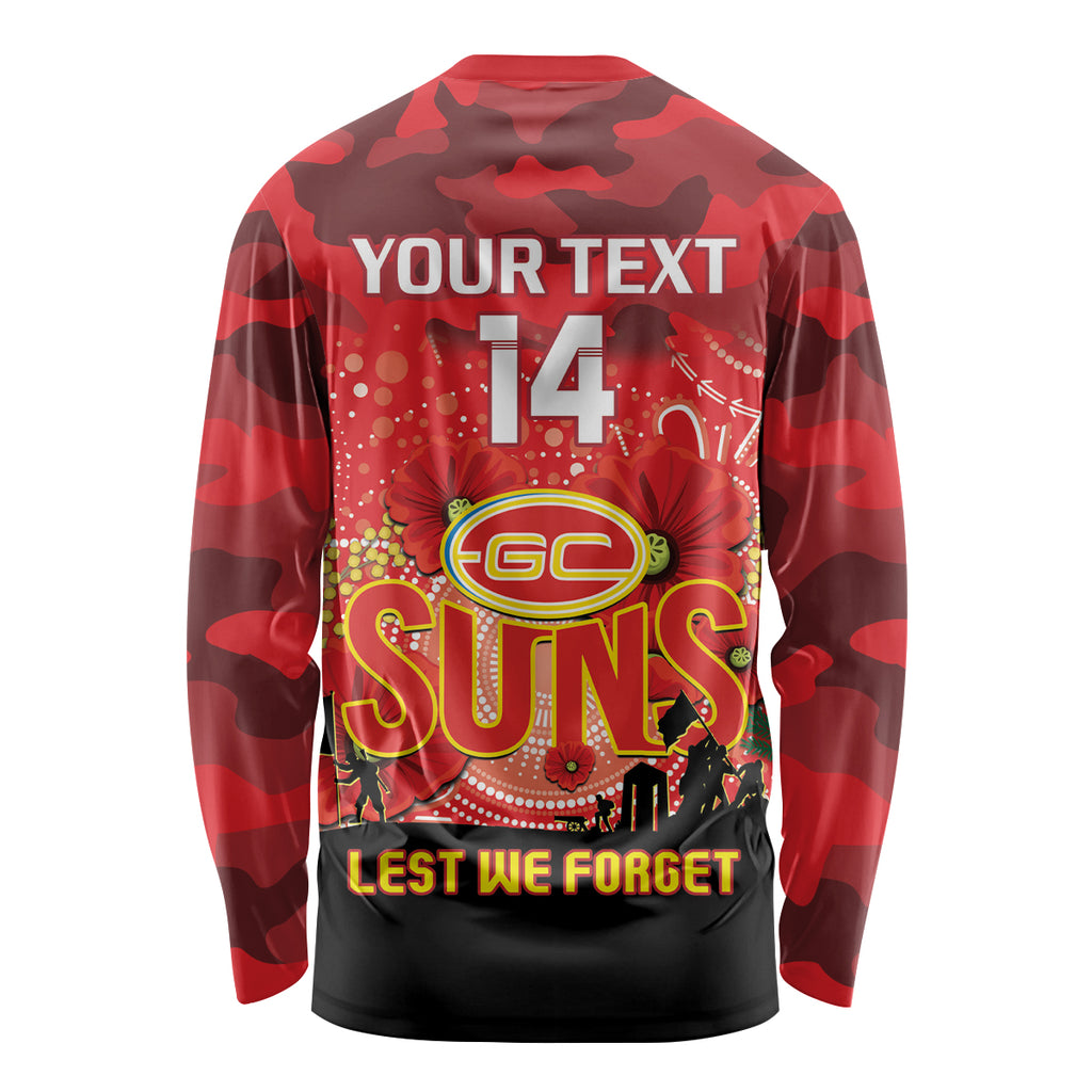Custom Suns Football ANZAC Long Sleeve Shirt Gallipoli Camouflage With Poppies