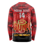 Custom Suns Football ANZAC Long Sleeve Shirt Gallipoli Camouflage With Poppies