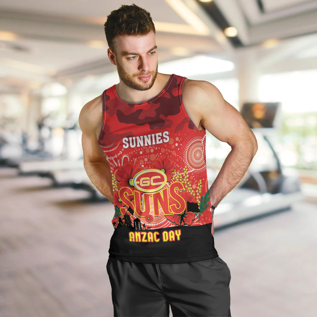 Custom Suns Football ANZAC Men Tank Top Gallipoli Camouflage With Poppies