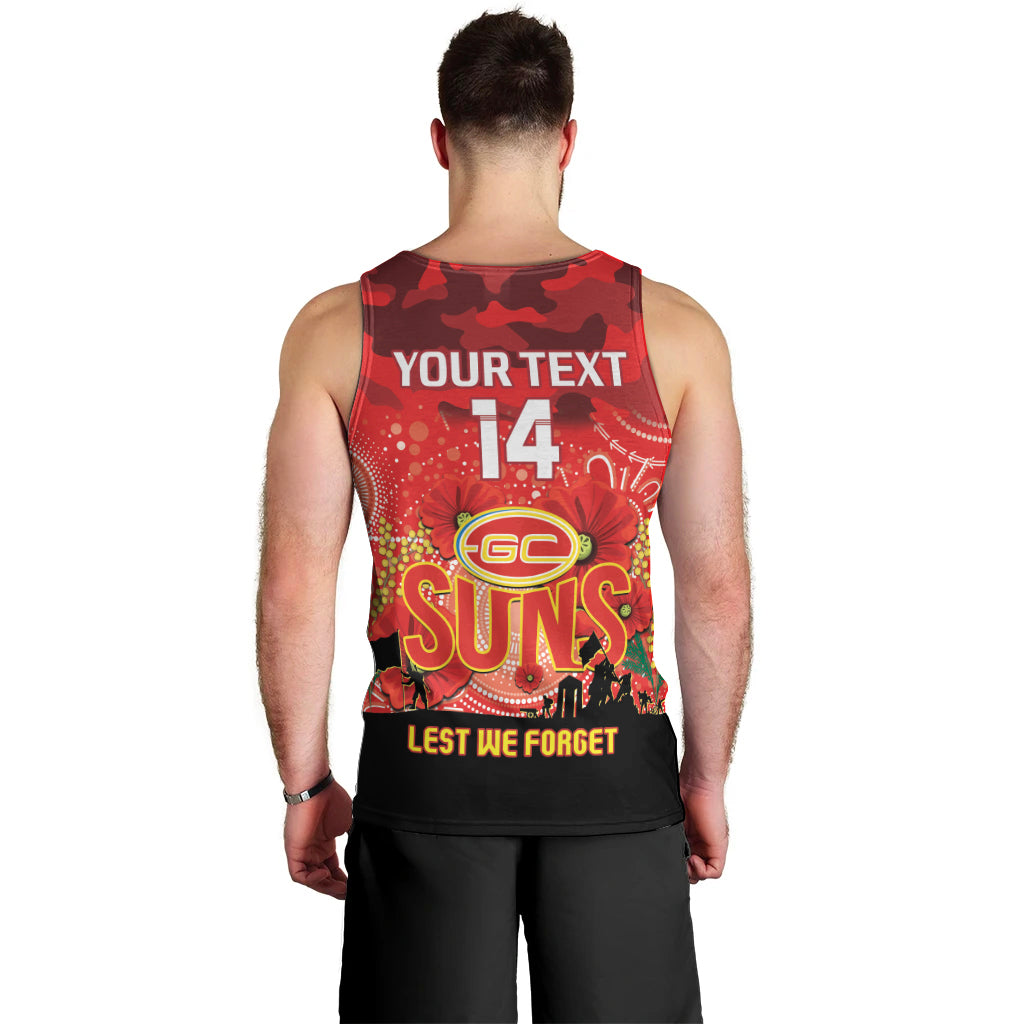 Custom Suns Football ANZAC Men Tank Top Gallipoli Camouflage With Poppies