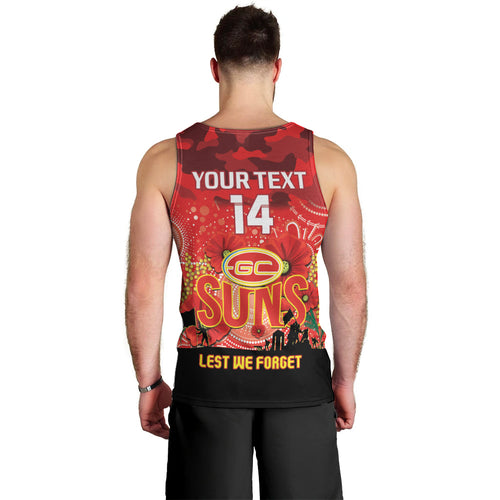 Custom Suns Football ANZAC Men Tank Top Gallipoli Camouflage With Poppies