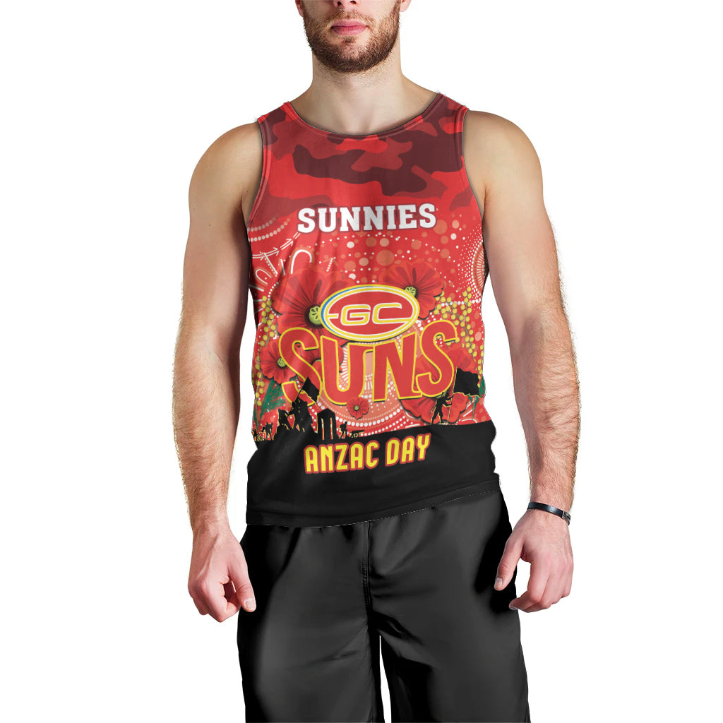 Custom Suns Football ANZAC Men Tank Top Gallipoli Camouflage With Poppies