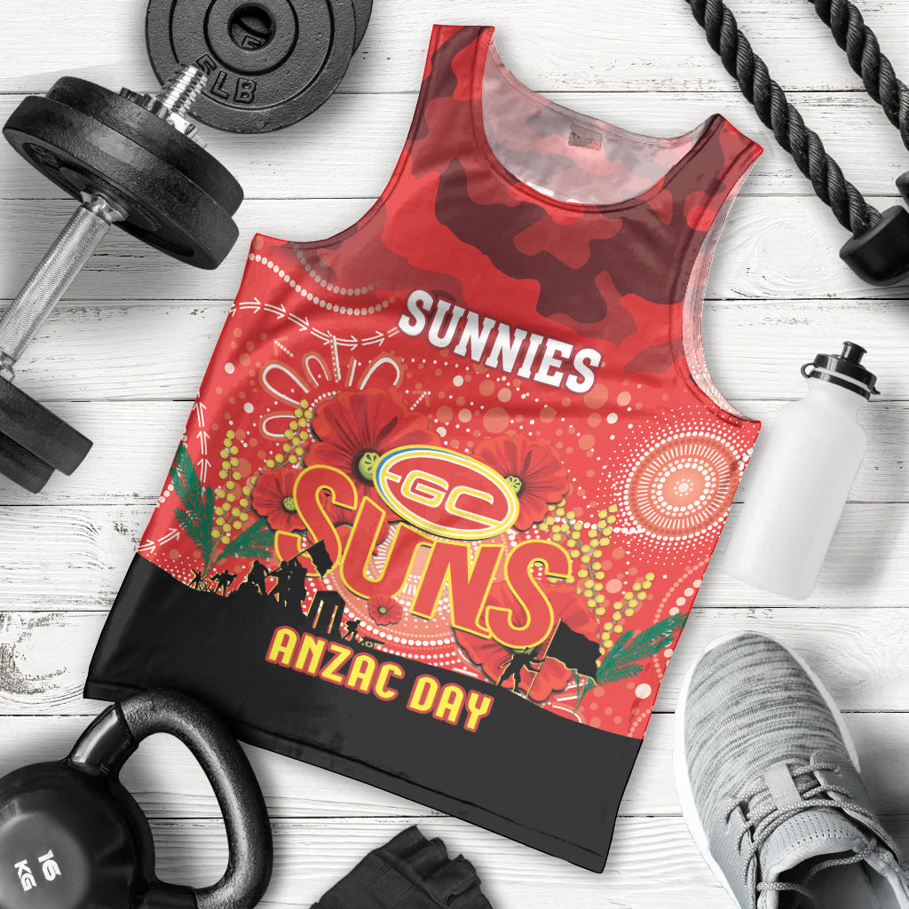 Custom Suns Football ANZAC Men Tank Top Gallipoli Camouflage With Poppies
