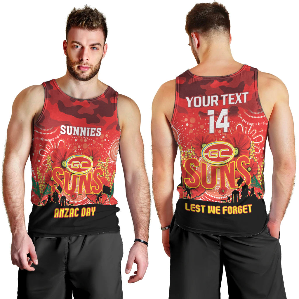 Custom Suns Football ANZAC Men Tank Top Gallipoli Camouflage With Poppies
