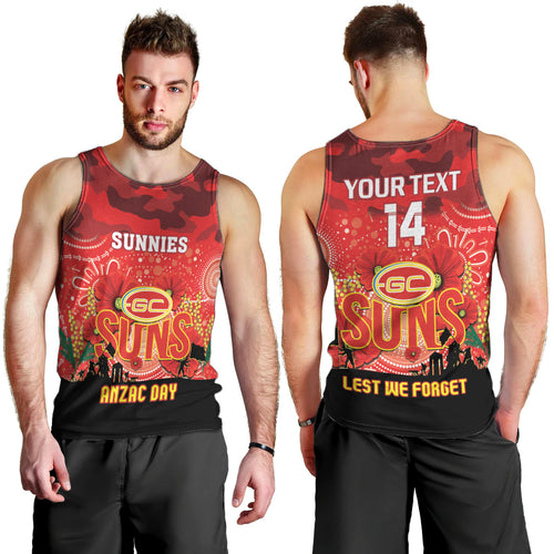Custom Suns Football ANZAC Men Tank Top Gallipoli Camouflage With Poppies