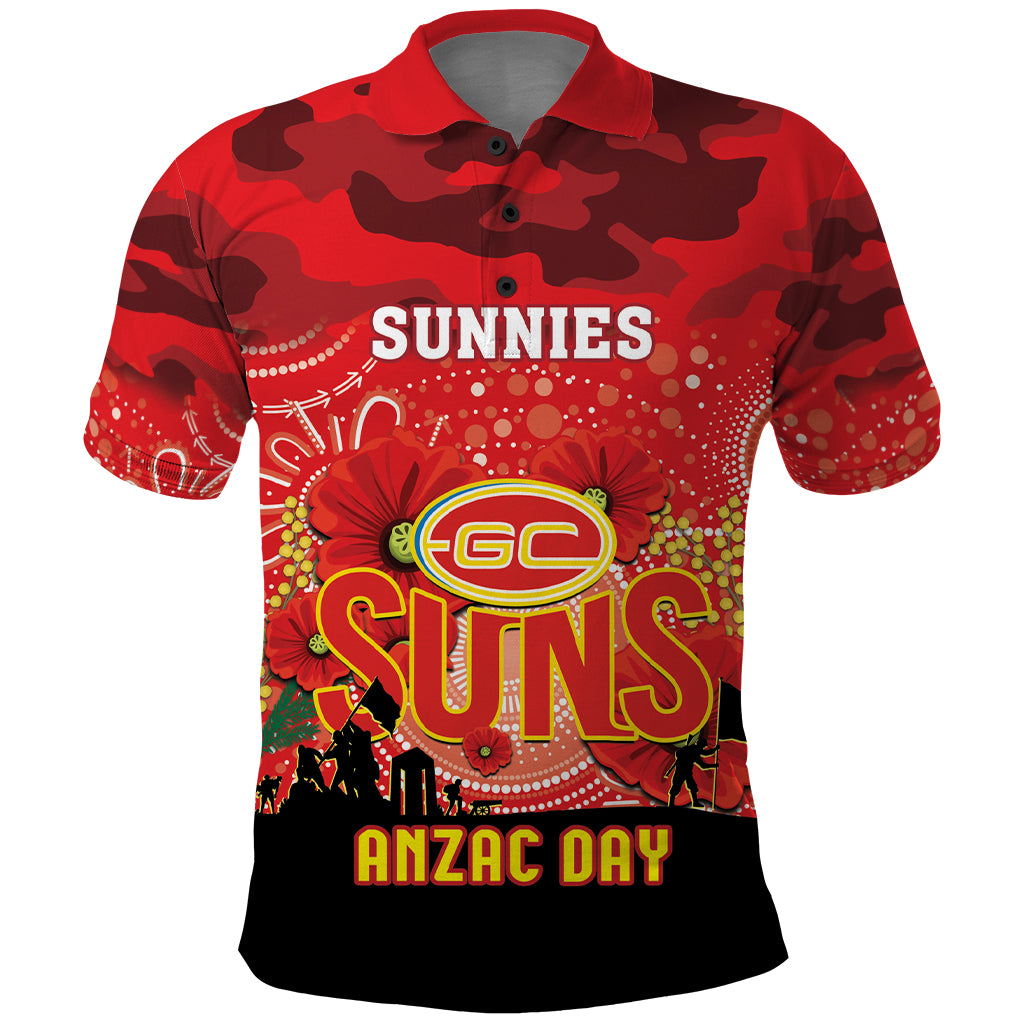 Custom Suns Football ANZAC Polo Shirt Gallipoli Camouflage With Poppies